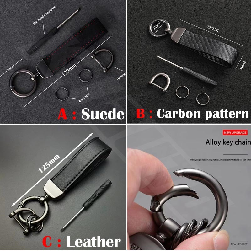 BYD Car Suede Leather Keychain Pendant Key Chain Holder Carbon Patter ...