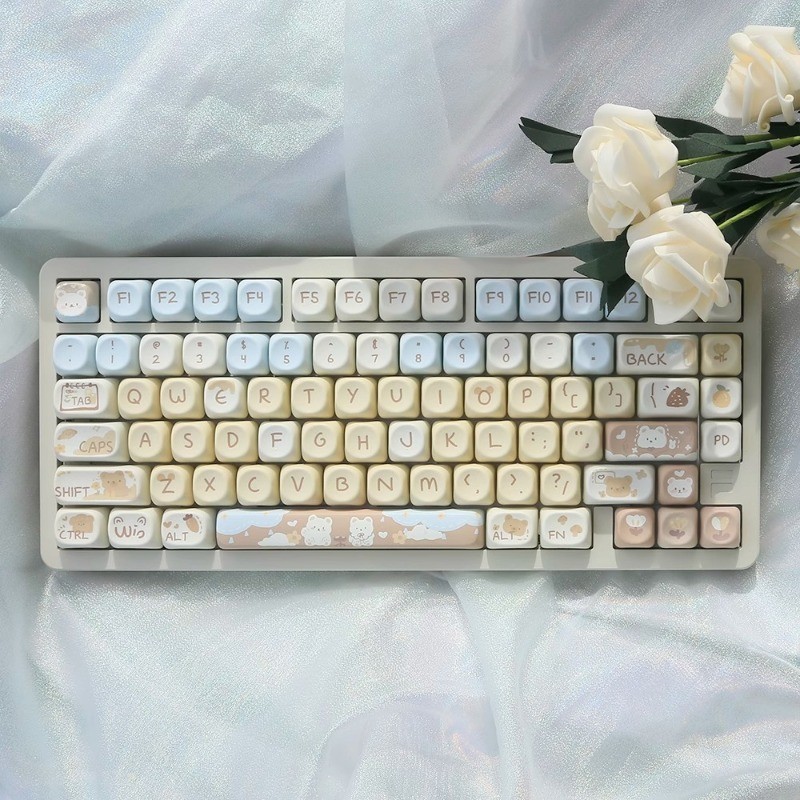 Milk Tea Bear Keycap MOA Profile PBT Material DYE-SUB Complete Set ...