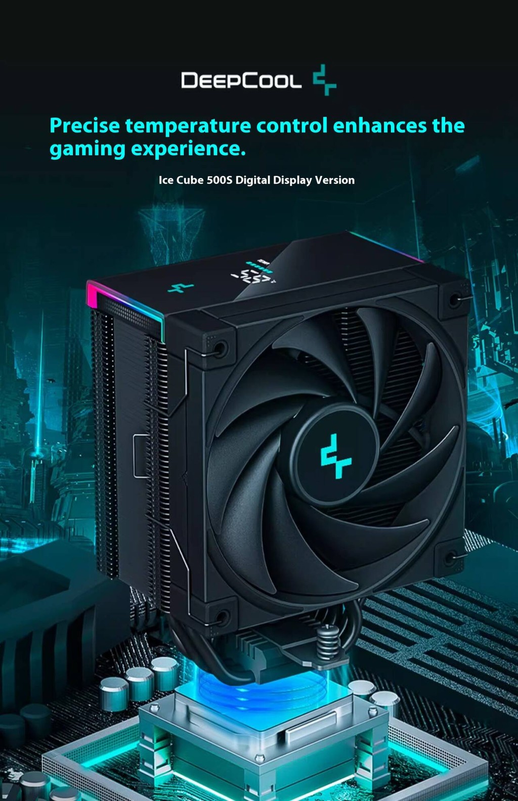 Deepcool Cube AK500S digital version air-cooled CPU heat sink with 5 ...
