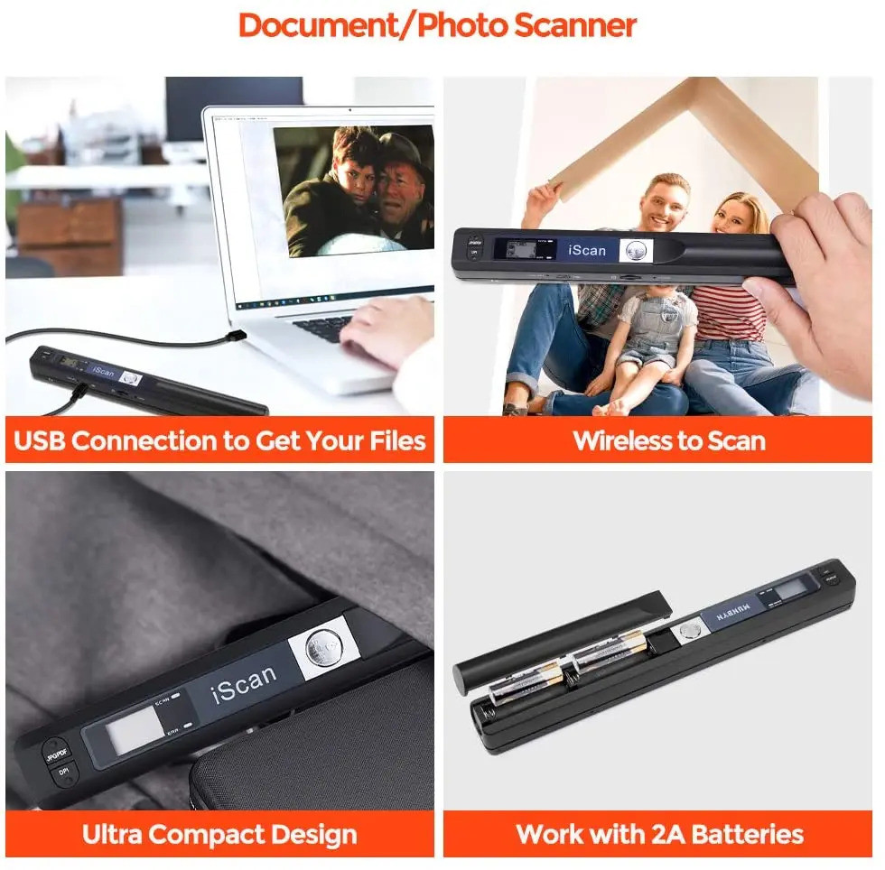 Mini Portable Handheld Scanner iScan 900 DPI A4 Document Scanner for ...