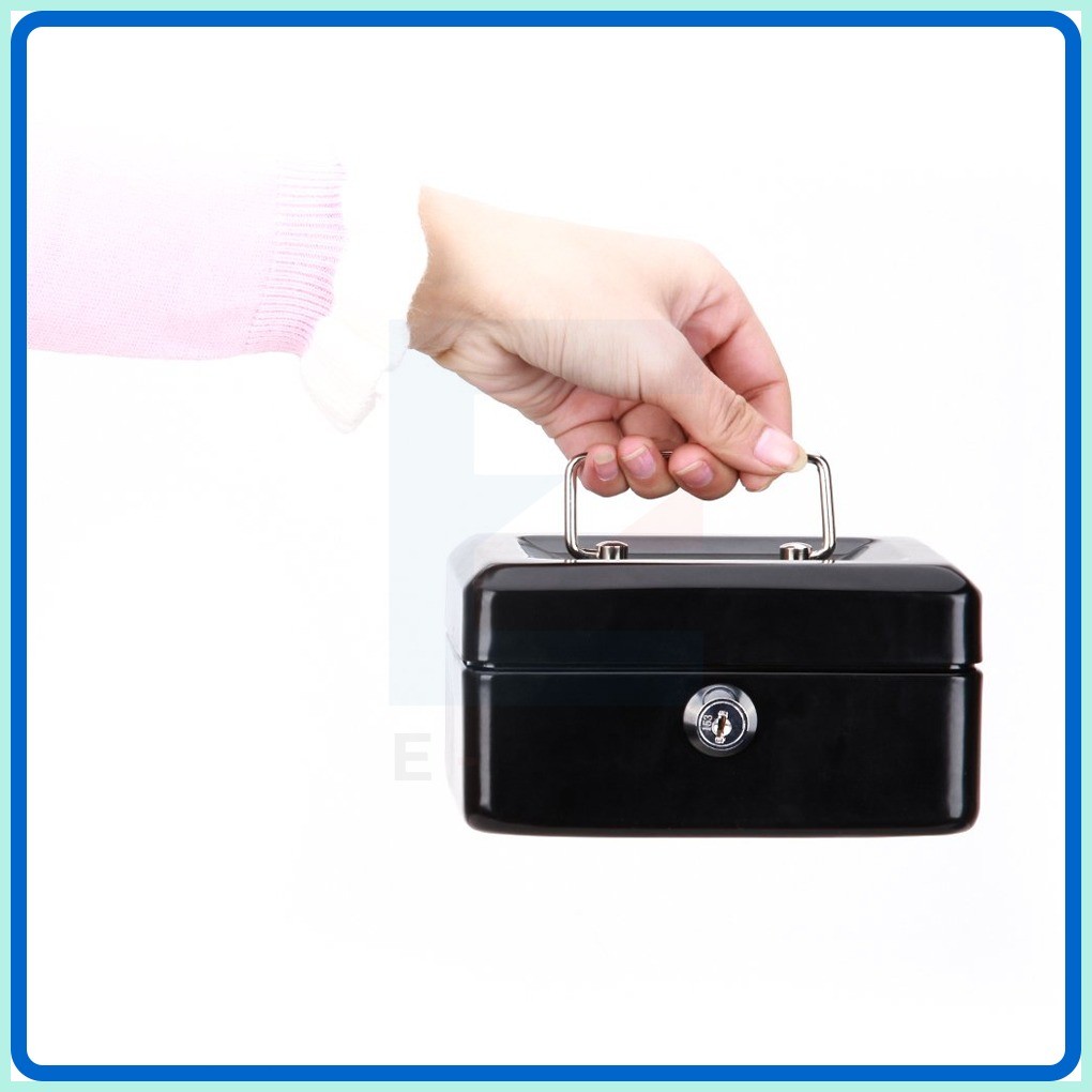 EZONE 15CM Portable Steel Small Lockable Cash Coin Money Security Safe ...