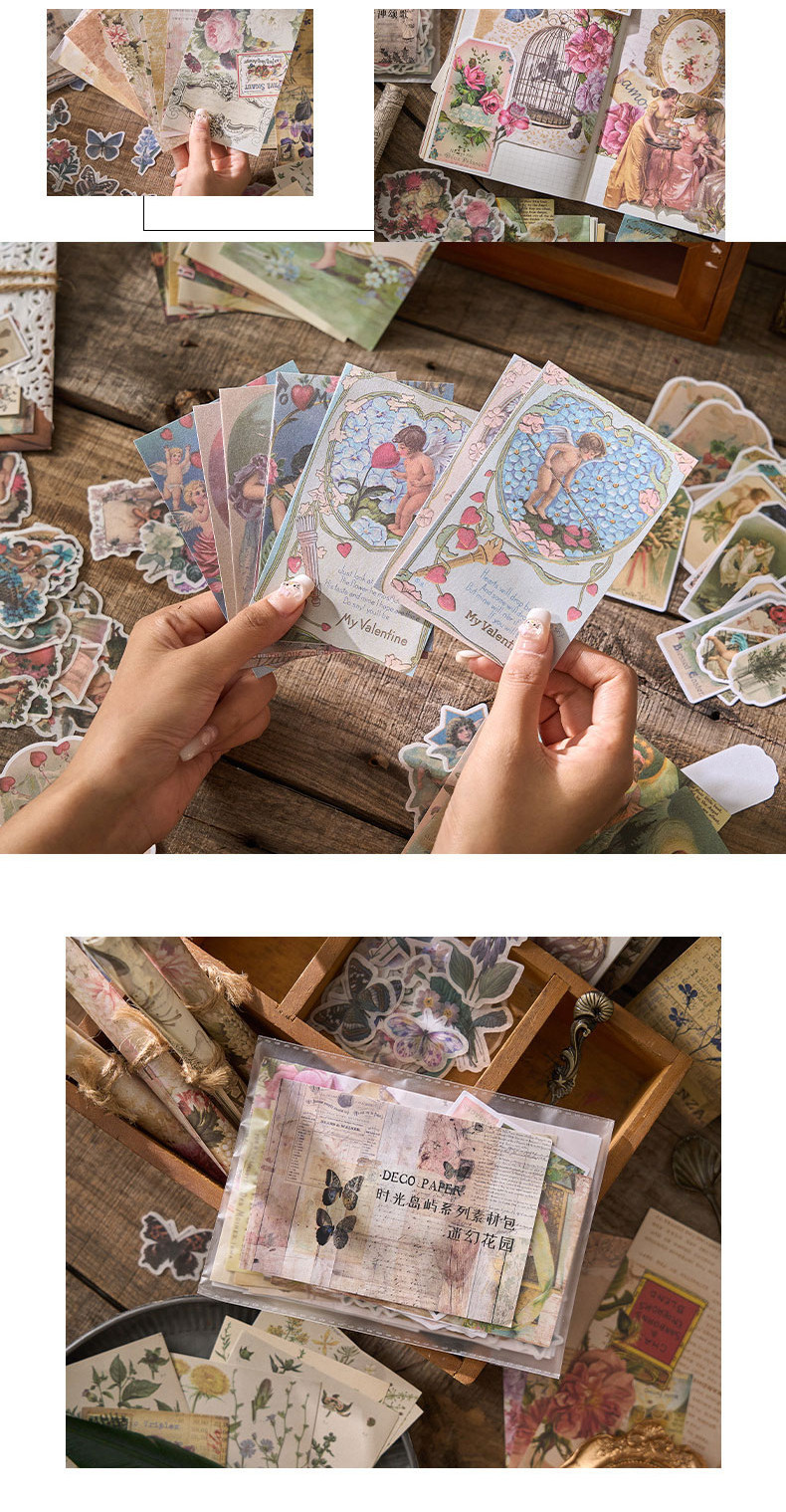 Journamm 100 Pcs Vintage Scrapbook Paper washi Paper Sticker Collage ...