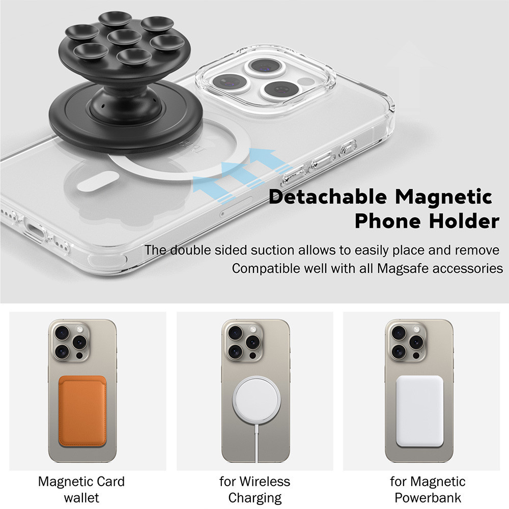 For Magsafe Suction Cup Wall Mount Stand Magnetic Silicone Gym Phone ...