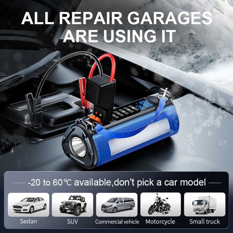 Emergency 10000Mah Jump Starter With Air Compressor Peak Current 1000A