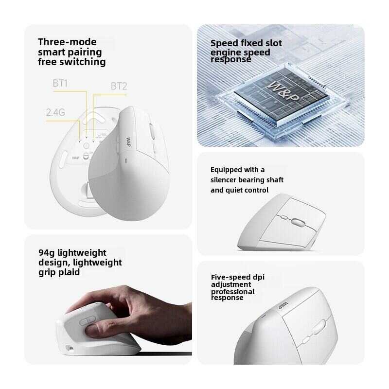 Vert W&P Ergonomic Vertical Vertical Mouse Wireless Bluetooth Mouse ...