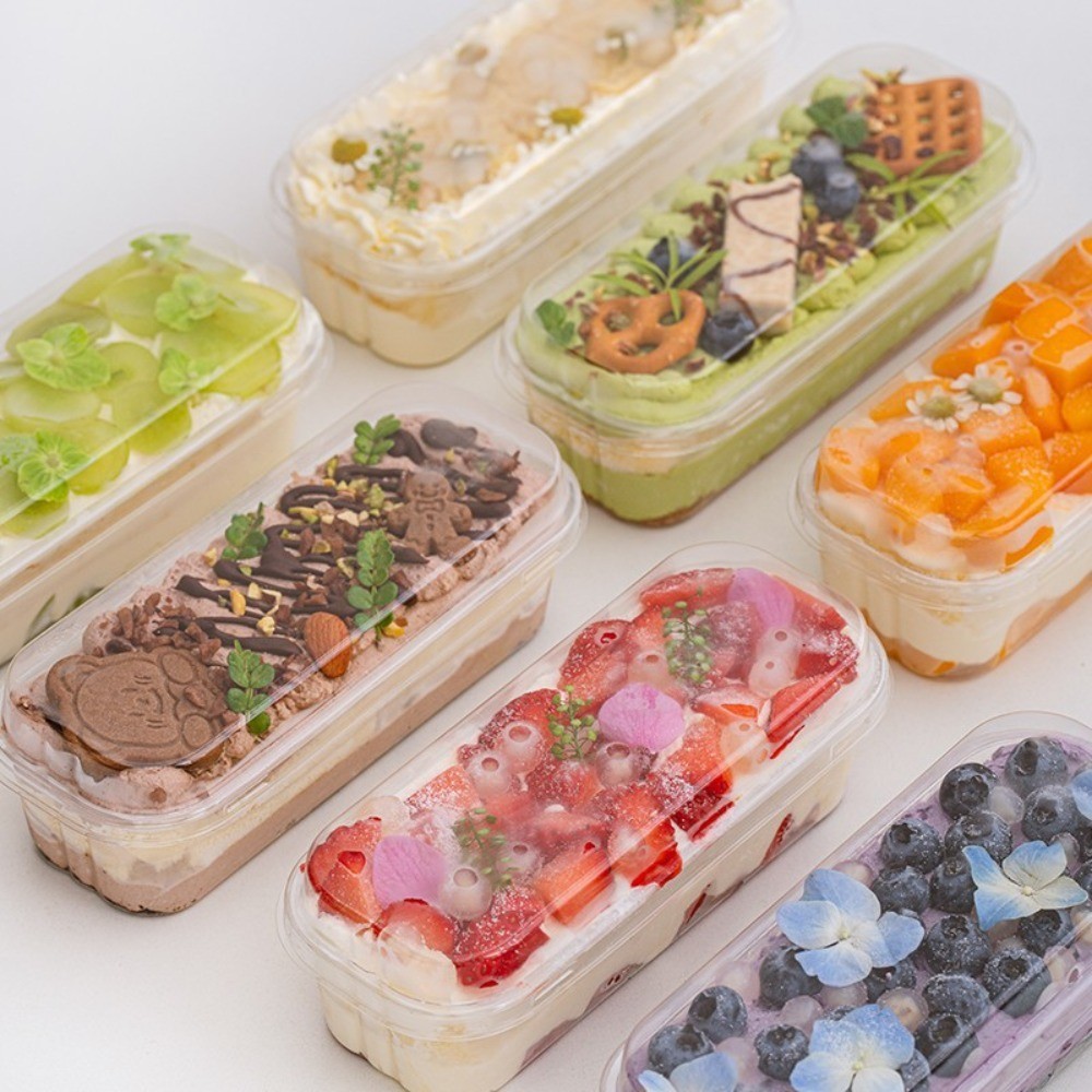 【COD】50Pcs Dessert Container 300ML Rectangle Mousse Cake Box Clear ...
