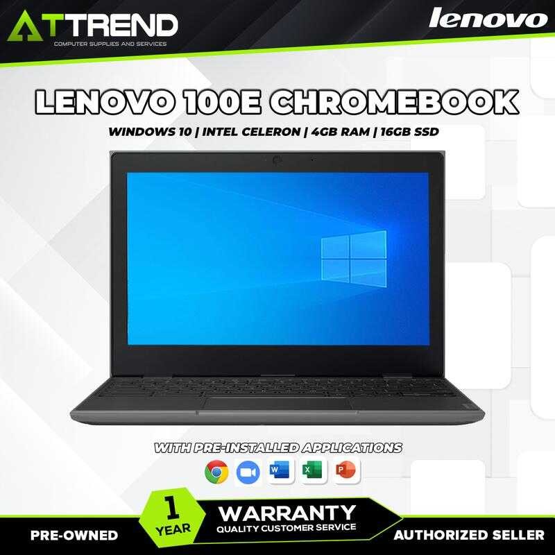 Lenovo 100E Chromebook 4GB RAM 16GB Storage Intel Celeron N3350 1.10GHz 11.6" Screen - Tested, Minor Screen Marks