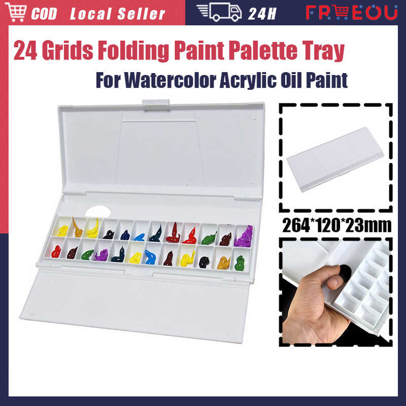 24-Grid Foldable Painting Palette Tray Artist Watercolor Oil Acrylic ...