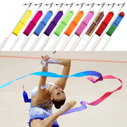 4 M Twirl Ribbon + Stick Fiber Church Tambourine Dance Tool Ballet ...
