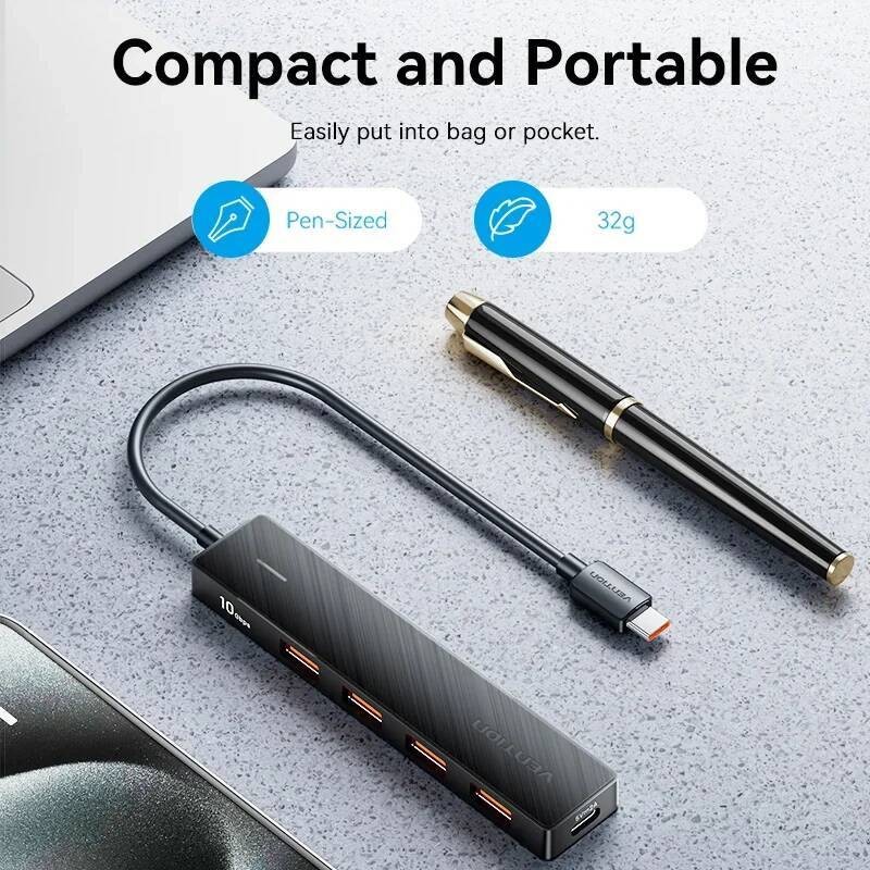 10Gbps Vention Type-C Gen2 Splitter Hub 4 USB Port 3.2 for Book Pro Air ...