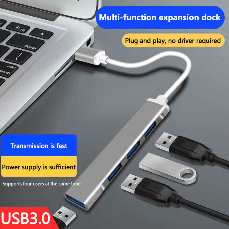 USB Port HUB 3.0 Multiple With Power Supply 4 Adapter Micro Multi ...