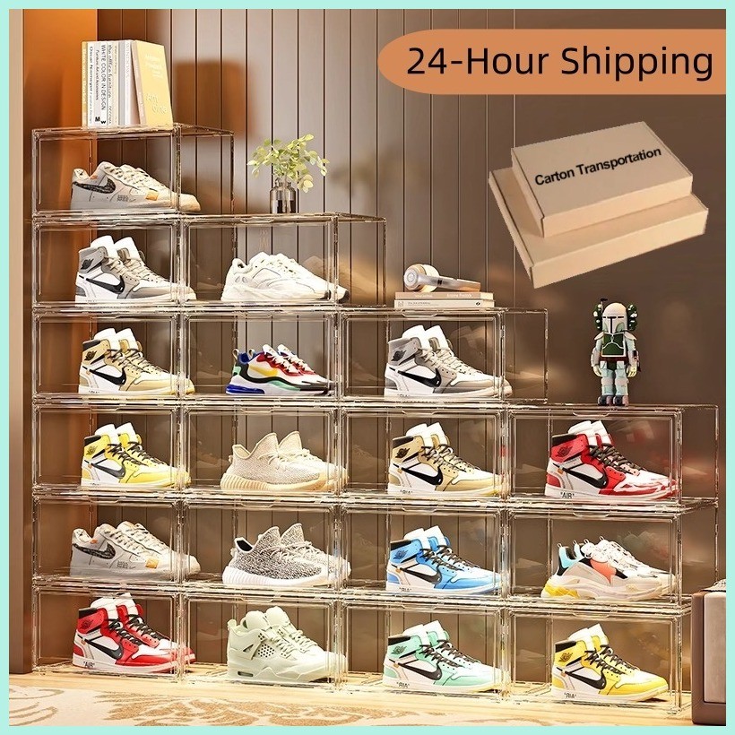 Acrylic shoe rack organizer Magnetic transparent acrylic sneaker shoes ...