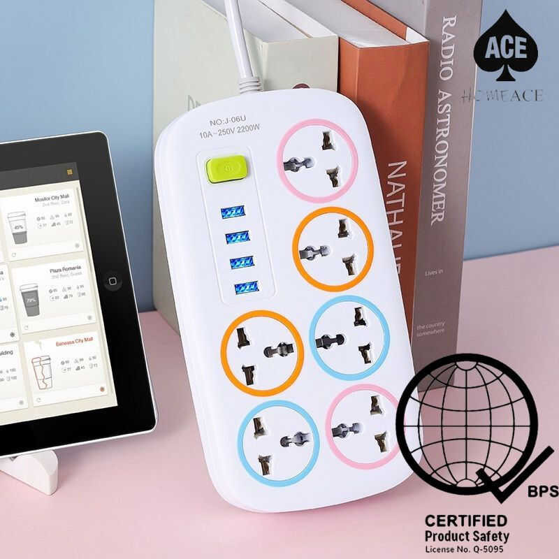 Homeace Power Extension Cable Moveable Multi Function With 6 Socket And ...