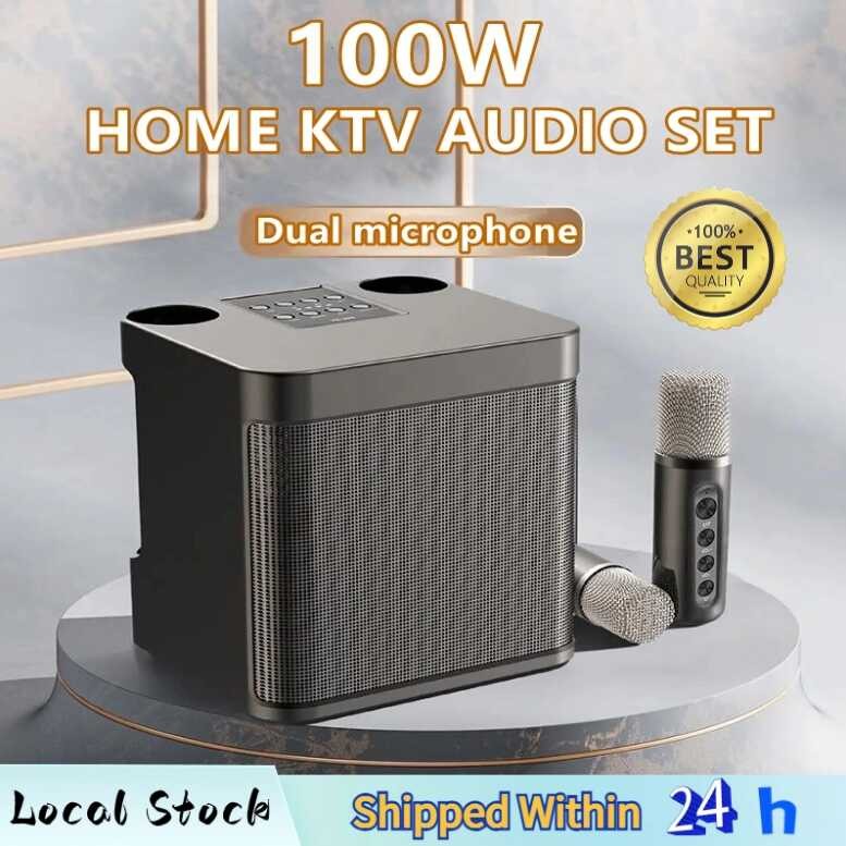 With Mic Wireless Bluetooth Dual Microphone Karaoke Speaker 3D Stereo ...