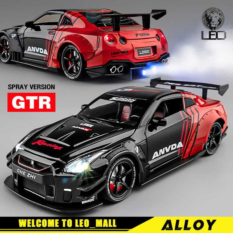 1:24 Nissan LEO GT-R R35 Version Diecast Model Car Alloy Cars Toys ...