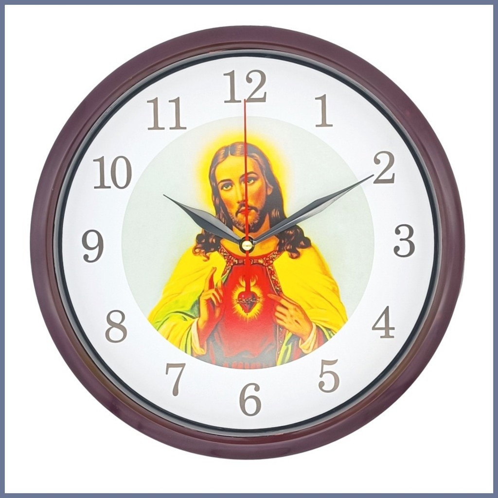 ↂ 2A Wall Clock Religious Catholic Design Big Numbers Jesus Mary ...