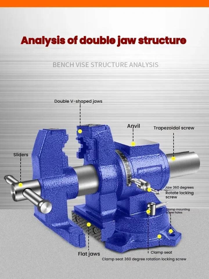 Mua 6.5" Heavy-Duty Ductile Iron Bench Vise 360° Swivel Bench Vise With Anvil Red B08wx1tk54