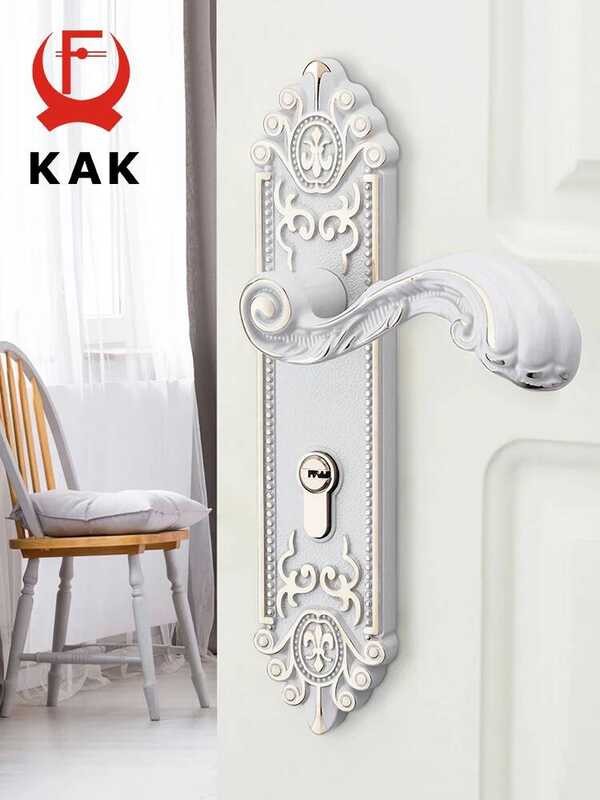 KAK En Style Locks with Keys Handle White Security Entrance Lock Mute ...