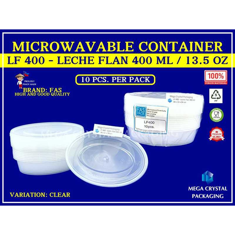 [ 10 Pcs. ] Microwavable Container LF 400 - Leche Flan Ml / 13.5 Oz ...