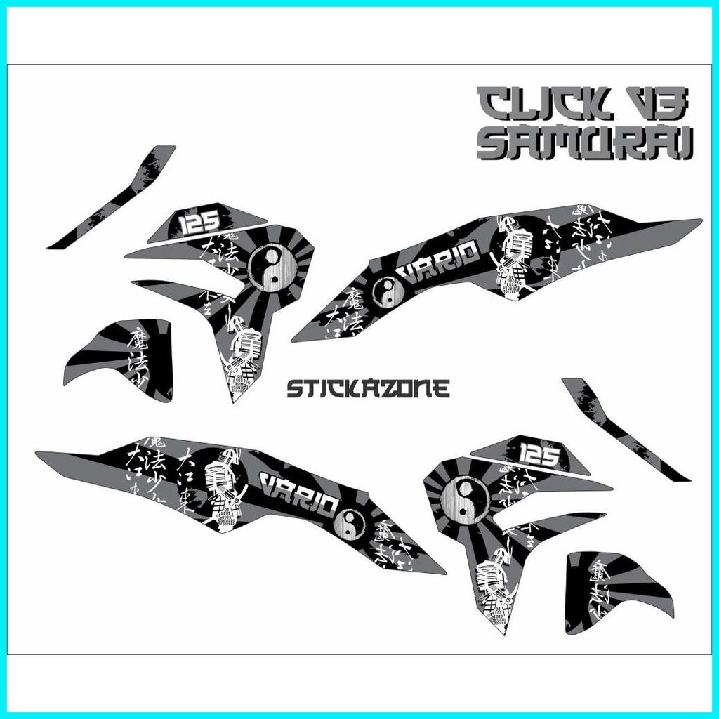 HONDA CLICK V3 SAMURAI DESIGN - STICKER DECALS PRINTED LAMINATED ...