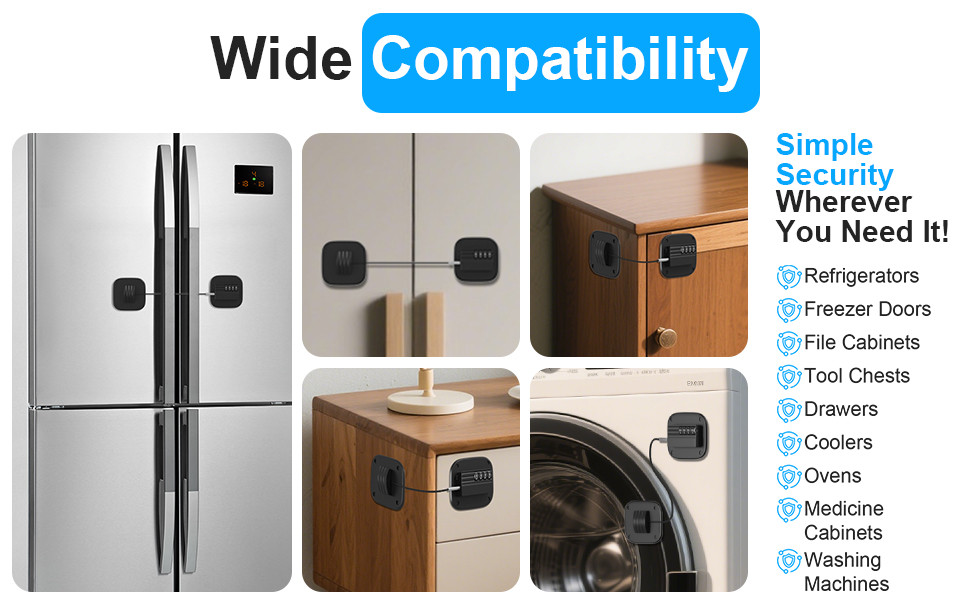 Fridge Lock with Combination, No Key Required, Upgrade Refrigerator ...
