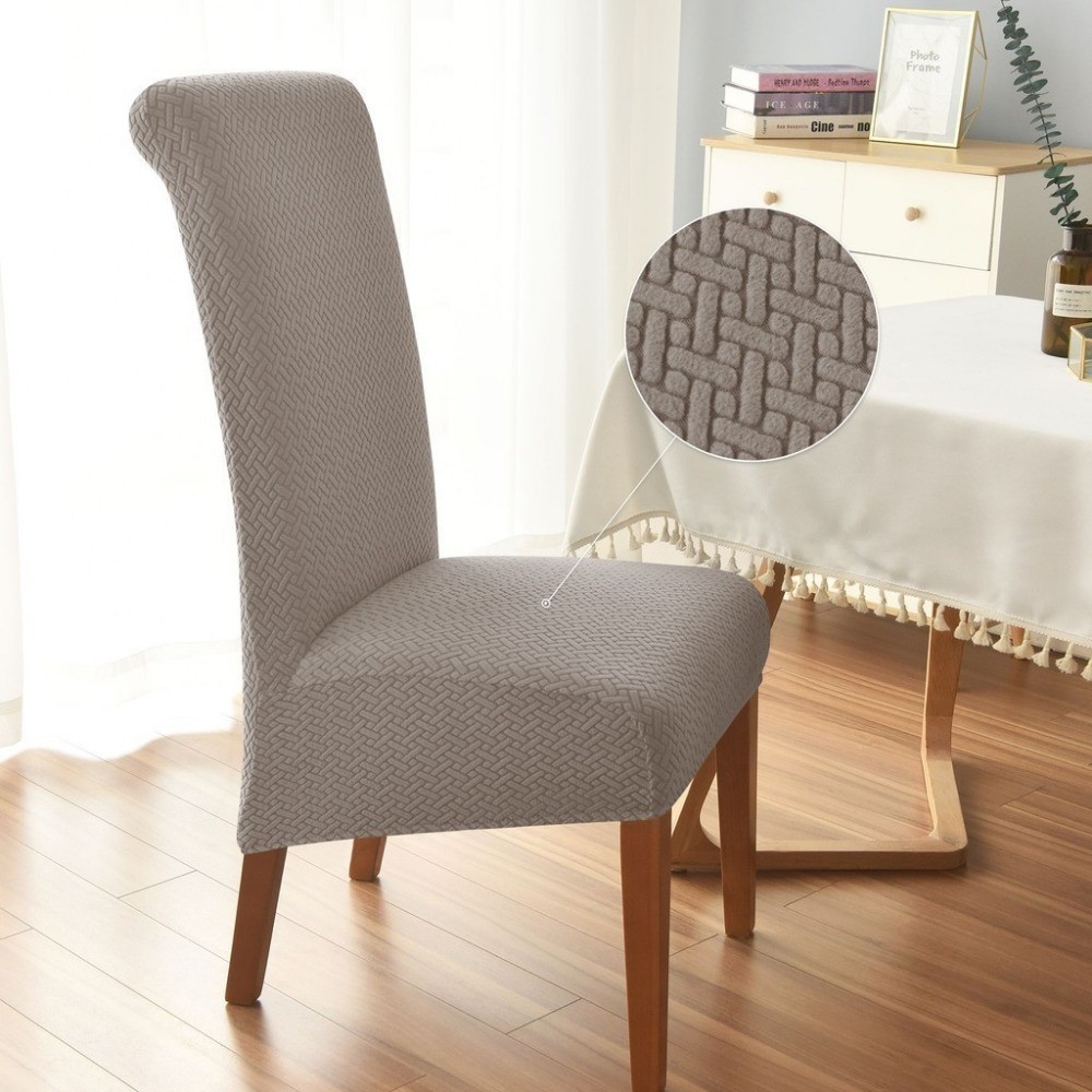 Jacquard Dining Chair Cover High Back Stretch Restaurant Large Chair ...