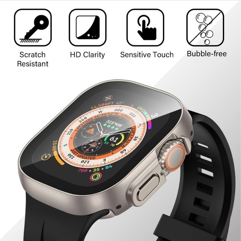 Tempered Glass Cover for apple watch Ultra 49mm Screen Glass+PC case