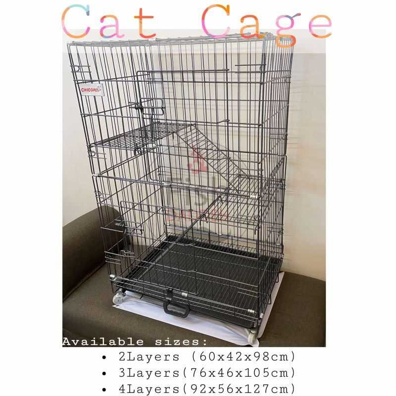 Cage Cat Na May Mga Gulong At Poop Tray Easy Assemble 3 [Unk] 4 Layer ...