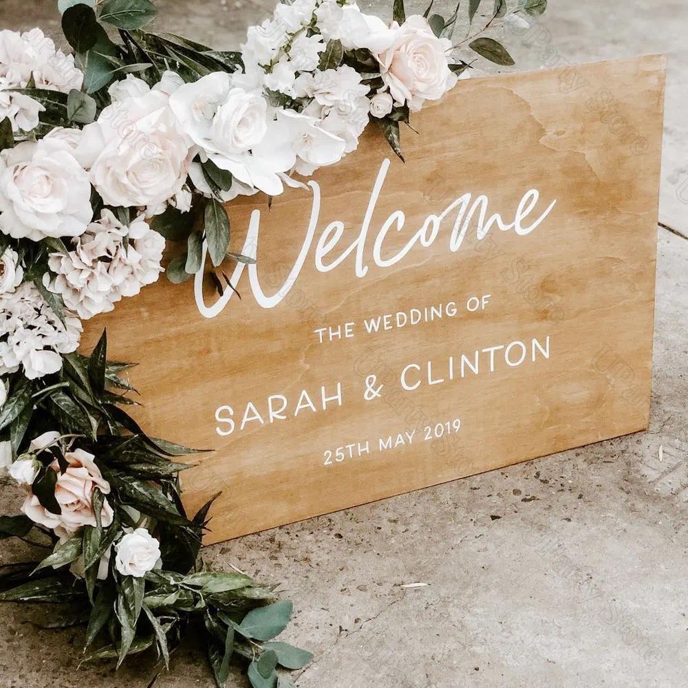 Wedding Welcome Sign Sticker Champane Mirror Gold Customized Wedding ...