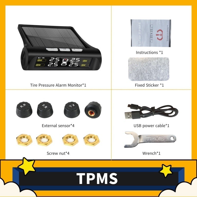 TPMS LCD Display Car Tire Pressure Alarm Monitor System Internal ...