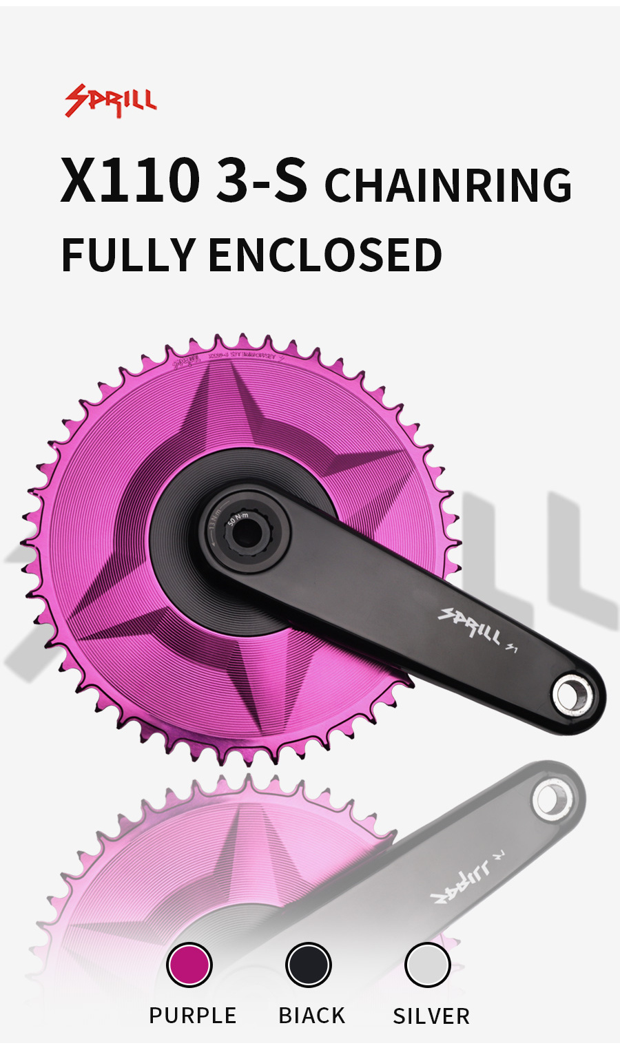 PASS QUEST Chainring 110BCD 3mm offset 4-bolt Round Narrow Wide Chain ...