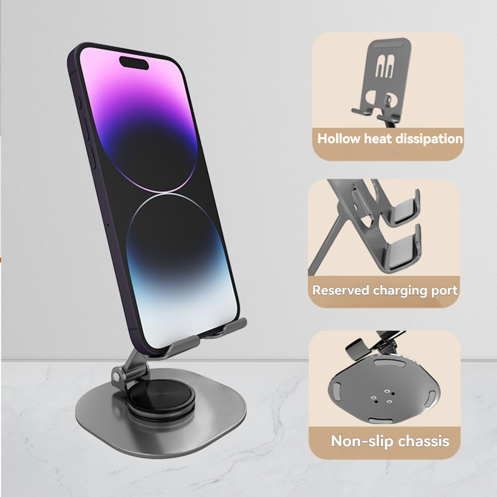 Phone Stand Metal 720° Rotation Stand Full Carbon Steel Tablet Holder ...