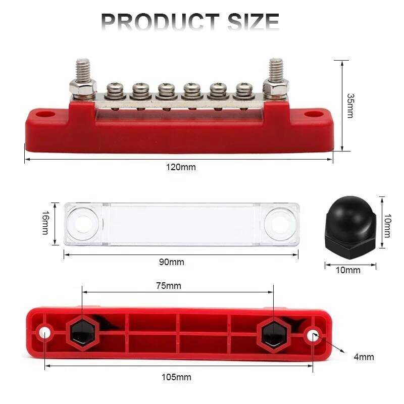 Xj 8-Gang Busbar With Cover 6 Terminal Bus Bar 150 A With Cover Power ...