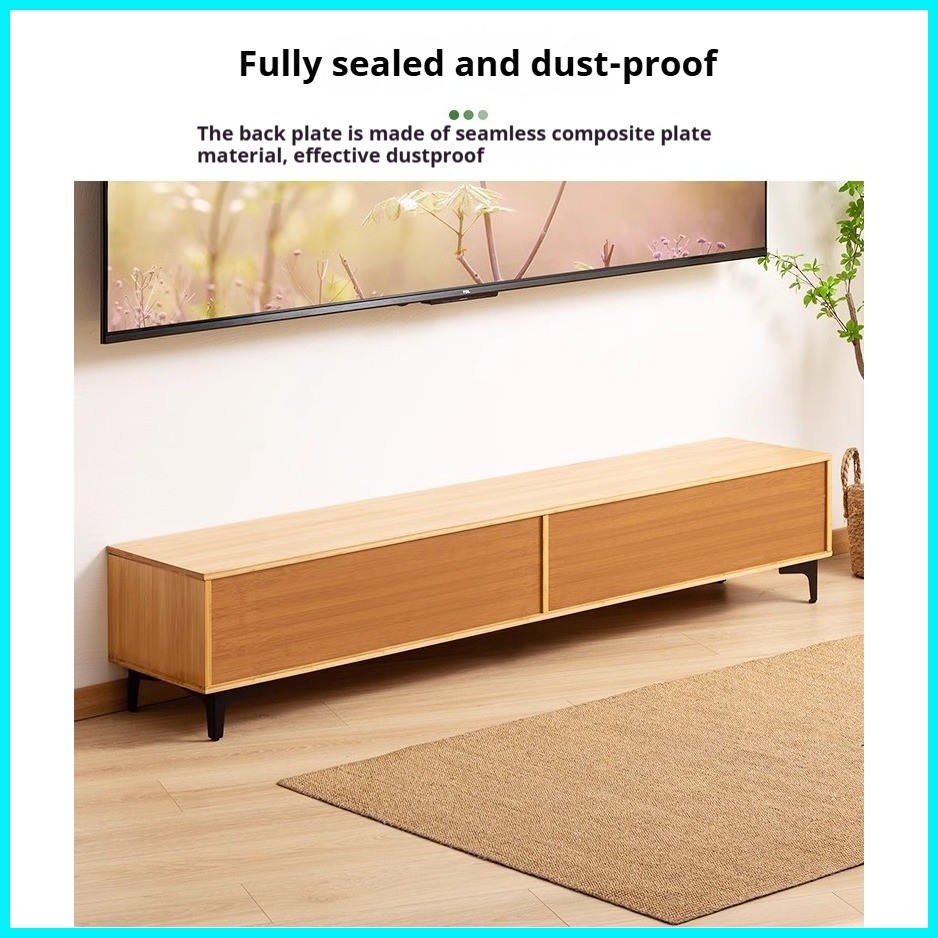 SUNNY BIERE Bamboo TV Rack Storage Cabinet TV Stand Wooden Cabinet With ...