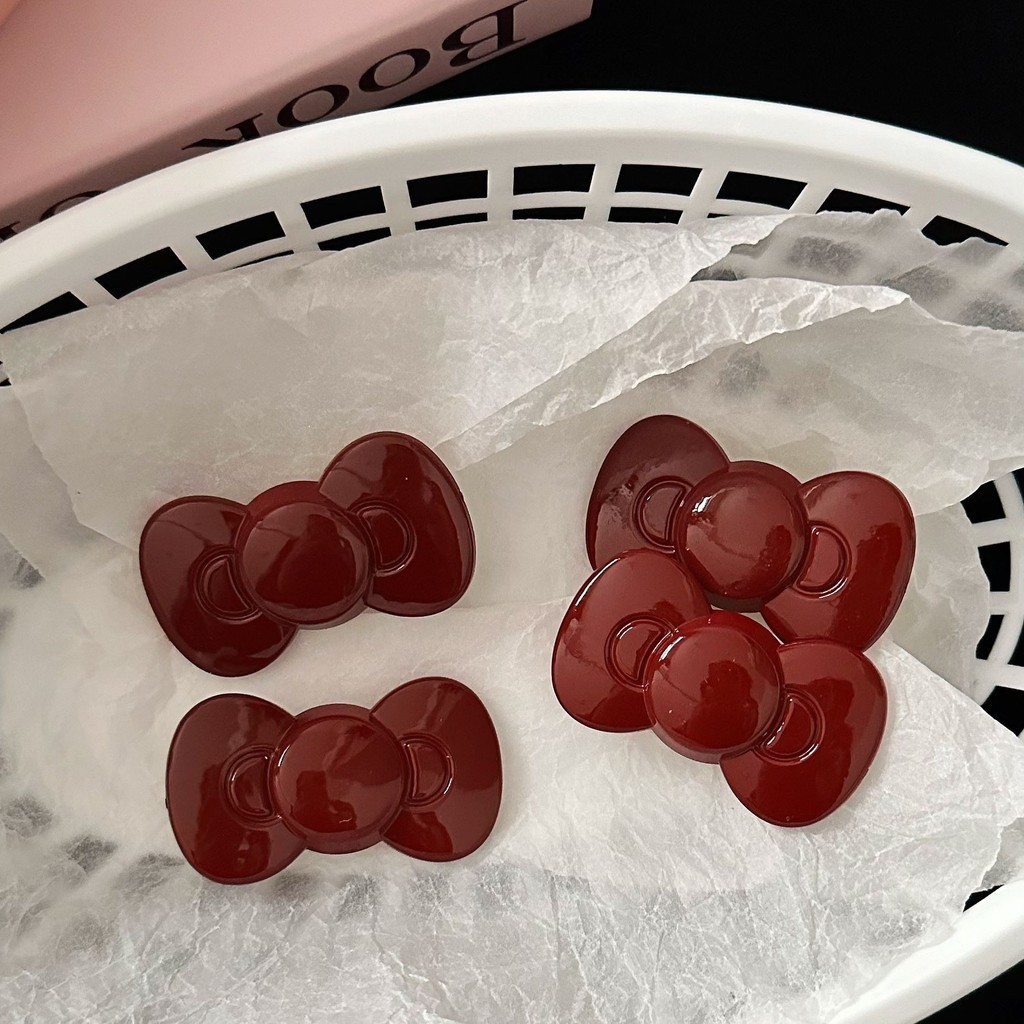 JOJO COCO Red Bow Duckbill Clip Versatile Japanese Sweet Accessory