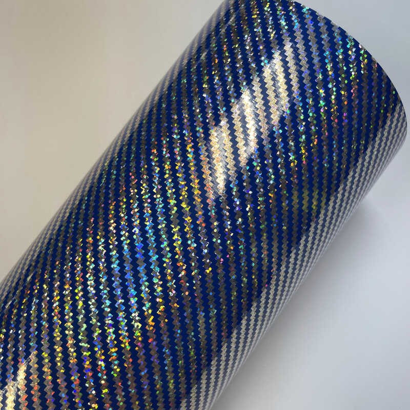 Fiber 2D Vinyl Wrap Film blue Laser Rainbow Carbon Car Wrapping Foil ...