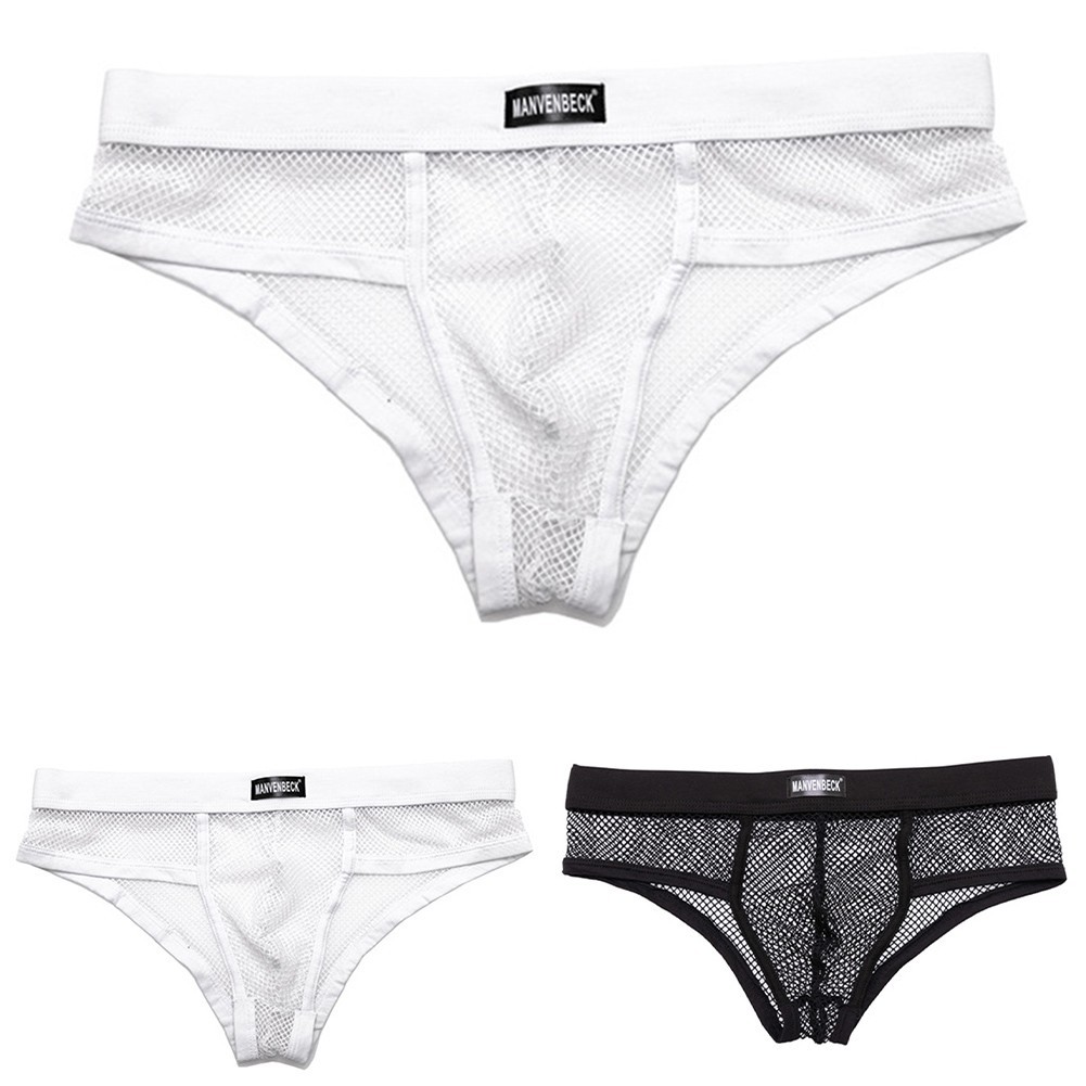 LYLI ️Men Mesh Sheer Breathe Underwear Brief Sexy Low-rise Fish Net ...