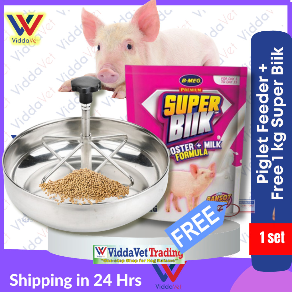 Viddavet Stainless pig feeder stainless steel pig feeder + B Meg Super ...