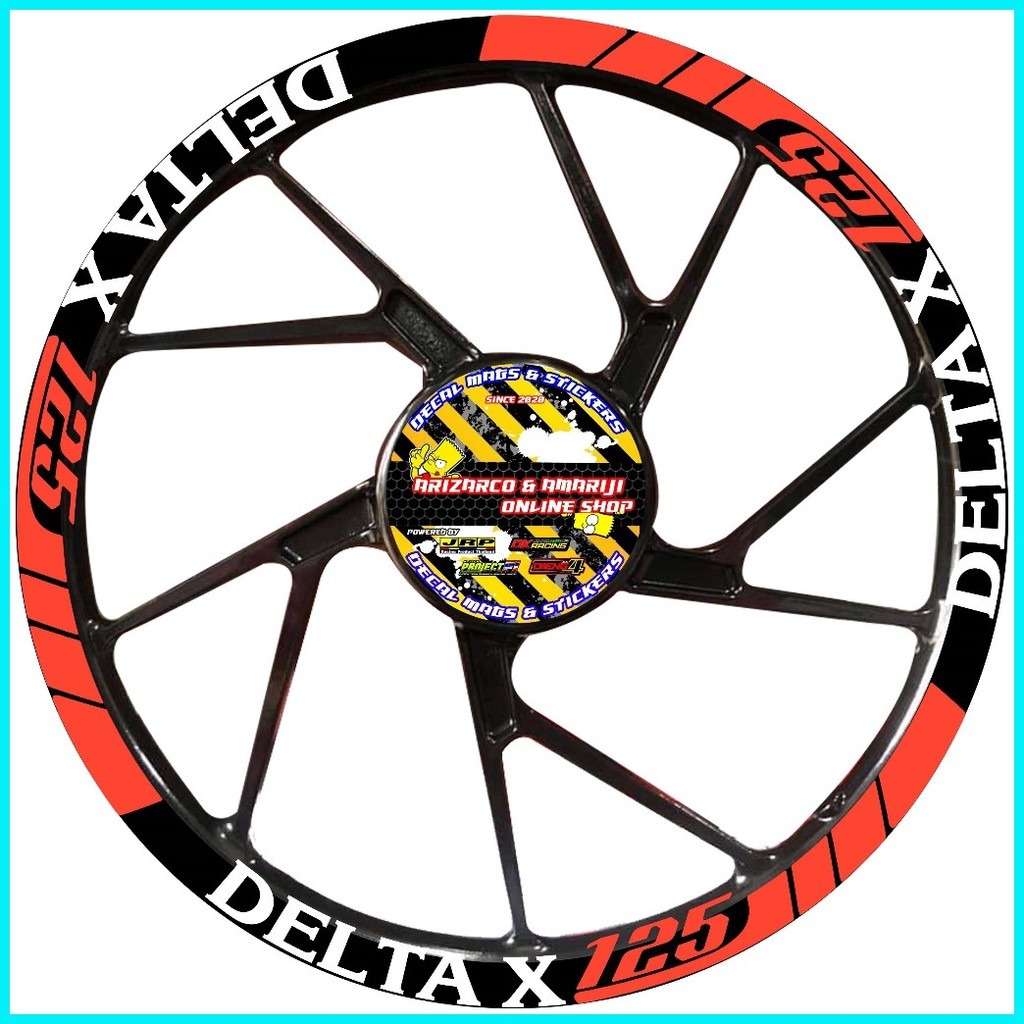 RUSI DELTA X 125 CUT OUT MAGS STICKER DECALS (SET FOR 2 WHEELS, FRONT ...