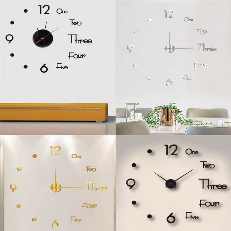 Trendy Mini Analog 3D Frameless Clock, Modern Home Art DIY Digital Wall ...