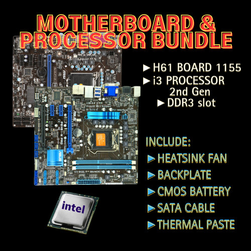 Bundle i3 2nd 3rd Gen Processor with H61 1155 Motherboard Micro ATX ...