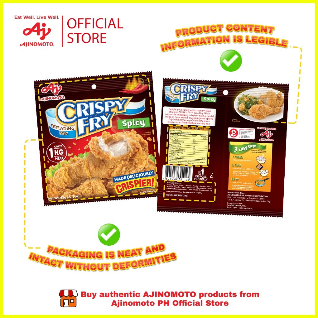 CRISPY FRY® Breading Mix Spicy 62g (Pack of 7) Shopee Philippines