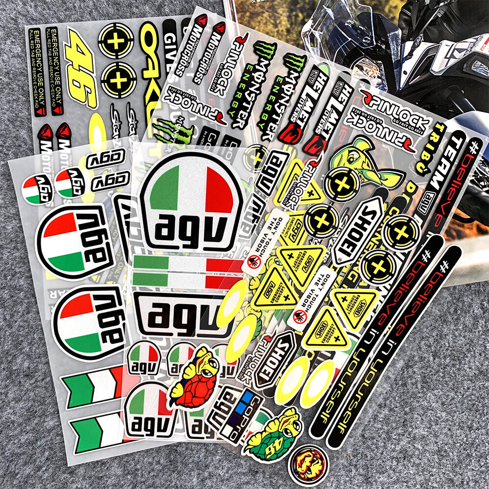 Reflective Motorcycle AGV Riding Helmet Sticker Motor Bike Body ...