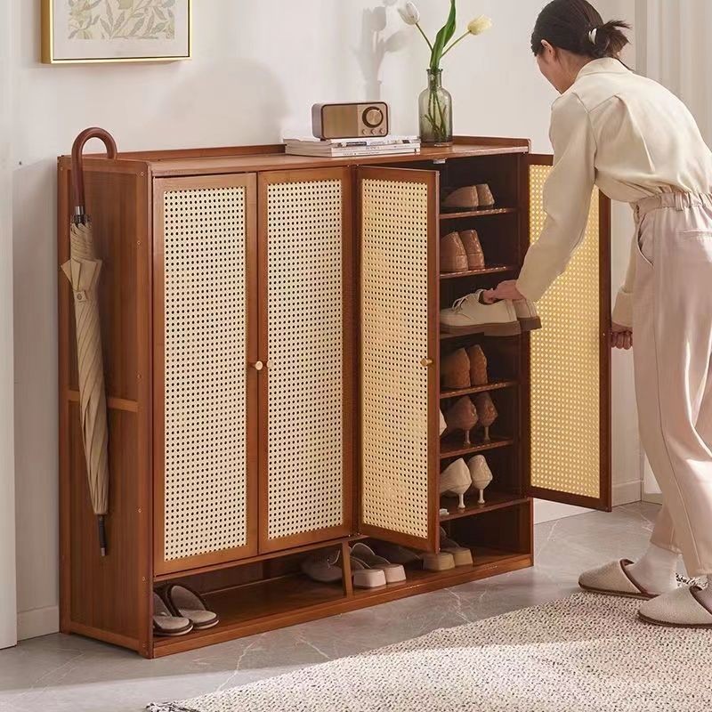 Shoe Cabinet Shoe Rack Rattan door Large Capacity Dustproof Shoes Shoe ...