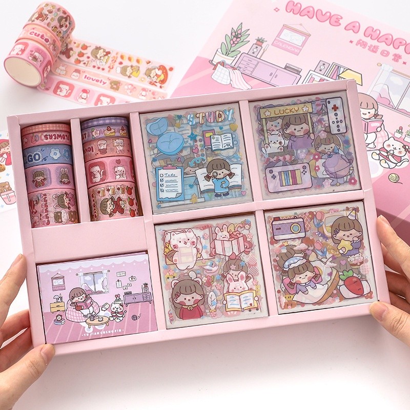 Imoda Sticker Gift Box Set Sticker Tape Gift Box Set Girl Cut Scrapbook ...