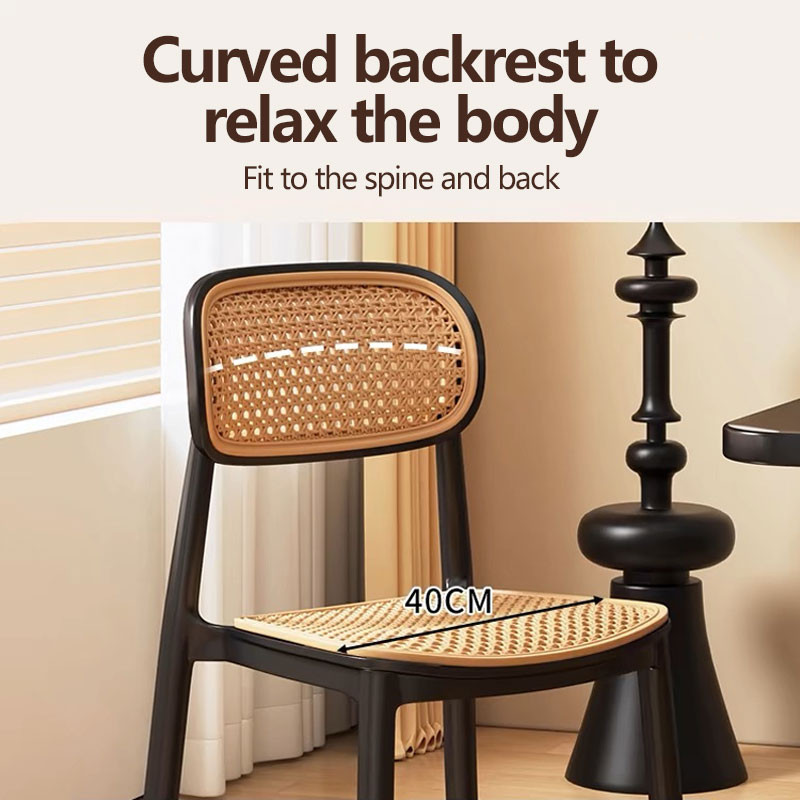 Nordic Thick Rattan Chair With Backrest Plastic Vine Woven Outdoor ...