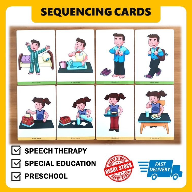 Sequencing 4 5 step Therapy Speech Delay Story Autism Flash Cards for ...