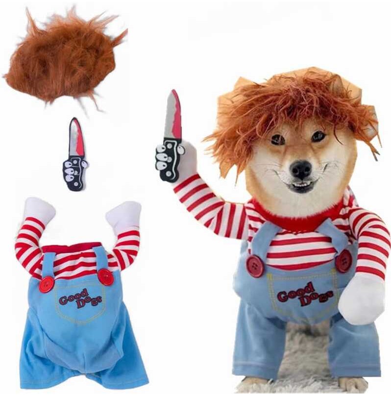 Pet Deadly Doll Costume, Chucky Cosplay Funny Halloween Christmas Dog