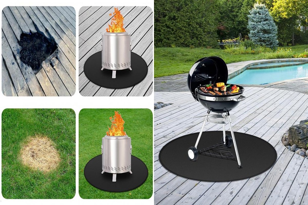 seedeal Round Square Bbq Heat Mat Tabletop Fireproof Pit 3layer