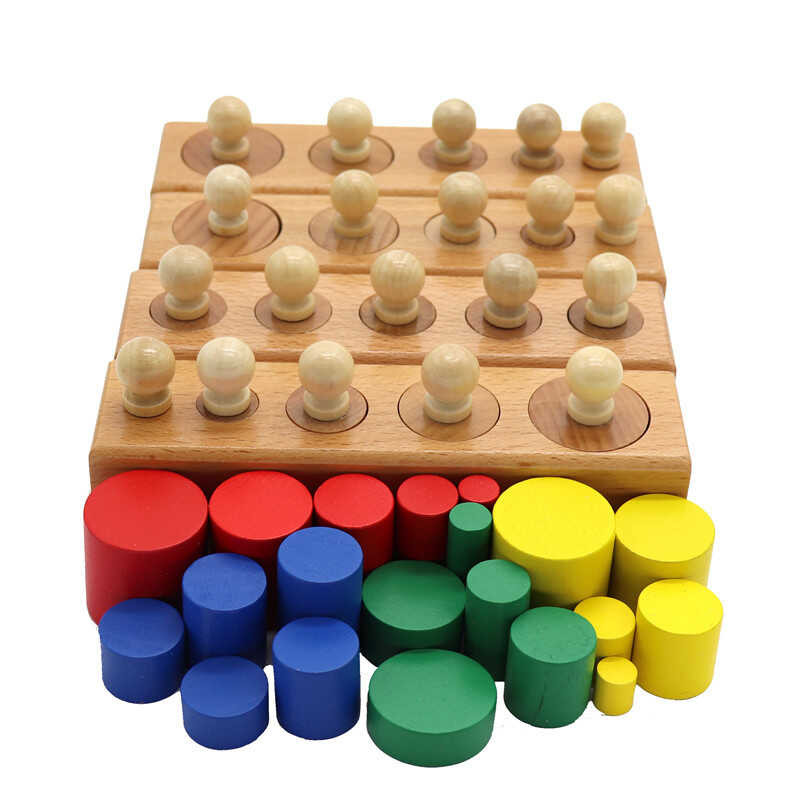 Montessori Baby Wooden Toys Colorful Socket Cyder Block Set For ...